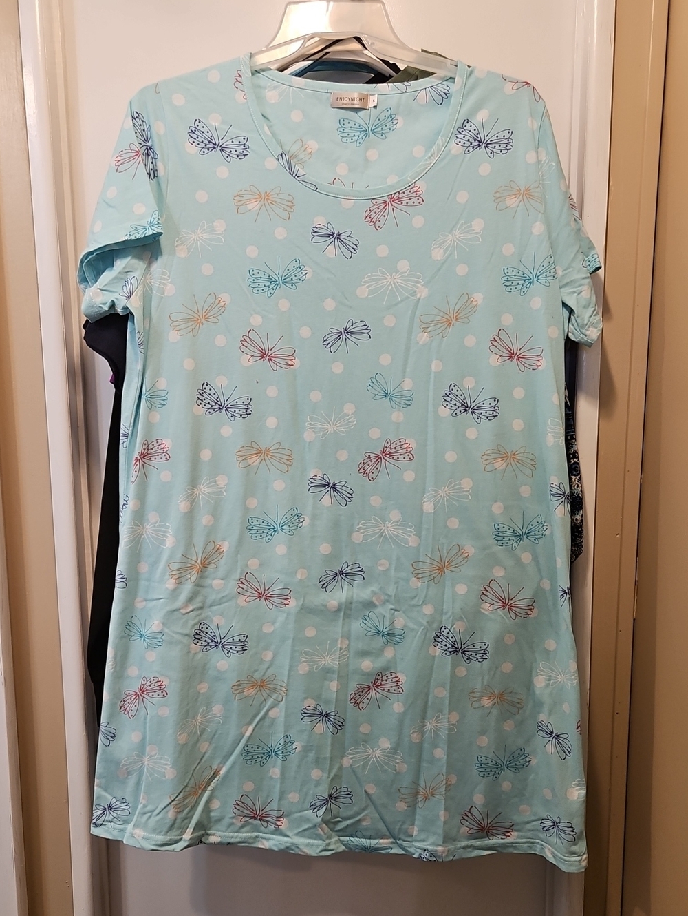 Light Blue Butterfly Print Sleep Shirt